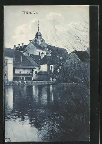 AK Tyn n. Vlt., Uferpartie mit Kirche