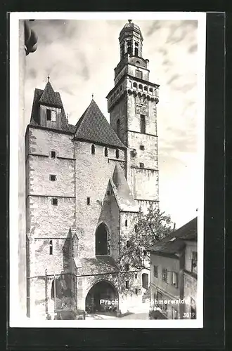 AK Prachatitz im Böhmerwald, Blick zur Kirche