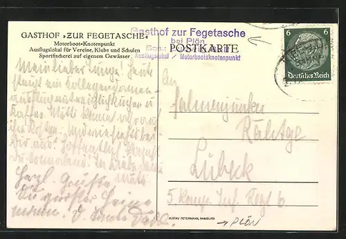 AK Plön, Gasthof zur Fegetasche