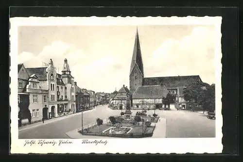 AK Eutin, Marktplatz mit Kirche