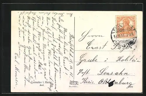 AK Lensahn i. Holst., Uferpartie und Boot