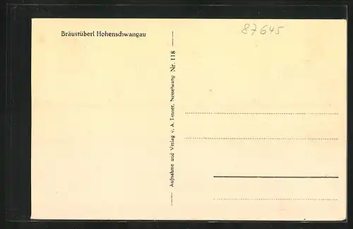 AK Hohenschwangau, Gasthaus Bräustüberl, Innenansicht