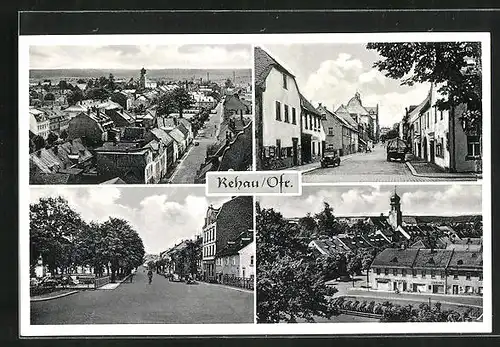 AK Rehau /Ofr., Strassenpartien mit Geschäften, Teilansicht mit Strassenpartie