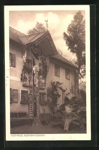 AK Berchtesgaden, Rosthäusl mit Jesus am Kreuz