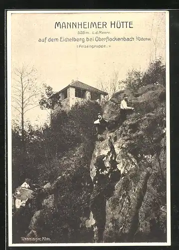 AK Oberflockenbach, Mannheimer Hütte auf dem Eichelberg, Kletterer