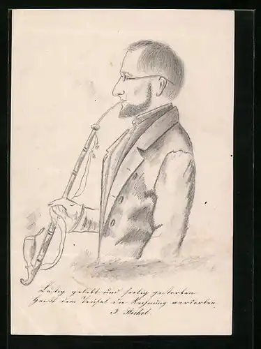 Handzeichnung Portrait von Julius Stechel, Künstler: Christian Karutz