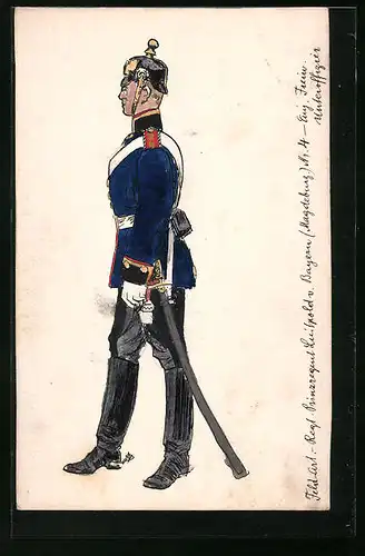 Handzeichnung Unteroffizier v. Feld-Art.-Regt. Prinzregent Luitpold v. Bayern (Magdeburg) Nr. 4