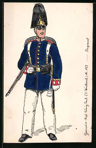 Handzeichnung Grenadier-Regt. König Carl (5. Württemb.) Nr. 123, Sergeant