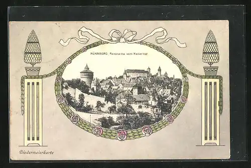 AK Nürnberg, Panorama vom Hallertor, Biedermeier