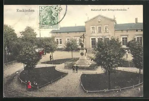 AK Euskirchen, Kriegerdenkmal vor dem Bahnhof