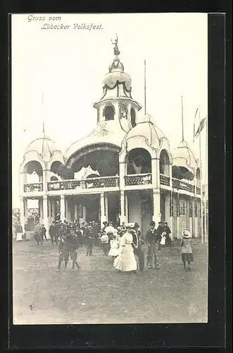 AK Lübeck, Volksfest, Festpavillon auf dem Festplatz