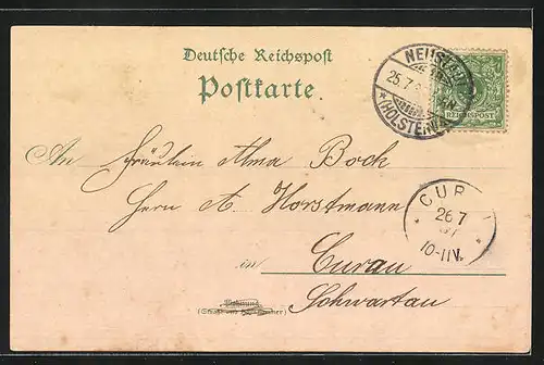 Lithographie Neustadt i. Holst., Gasthaus Julienbad am Wasser