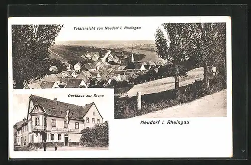 AK Neudorf i. Rheingau, Gasthaus zur Krone, Totalansicht vom Ort