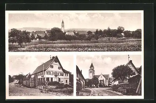 AK Pfalzgrafenweiler bei Freudenstadt, Handlung von Gottlob Klenk, Partie mit Kirche