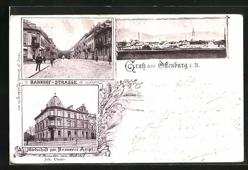 AK Offenburg, Gasthaus zur Brauerei Ampt, Bahnhofstrasse
