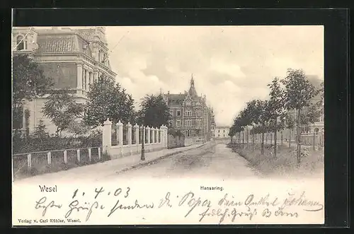 AK Wesel, Villen in der Hansaring - Strasse