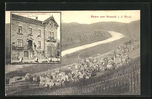 AK Graach /Mosel, Gasthaus Weinstube und Weinversand Aug. Pauly, Totalansicht