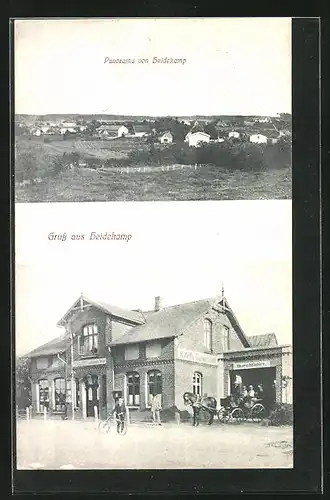 AK Heidekamp, H. Wolf`s Gasthaus, Panorama