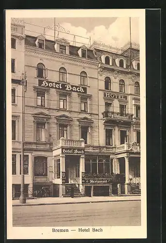 AK Bremen, Hotel Bach, Bahnhofplatz 12