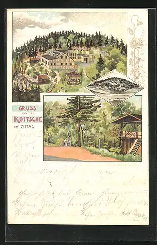 Lithographie Hörnitz, Gasthaus auf der Koitsche