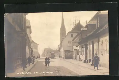 AK Oggersheim, Strassenbahn in der Schillerstrasse