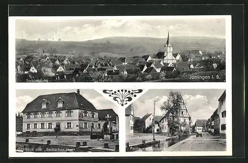 AK Jöhlingen i. B., Gasthaus zum Badischen Hof, Partie am Walzbach