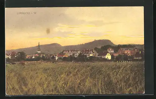 AK Lübbecke i. W., Gerstenfeld bei Sonnenuntergang