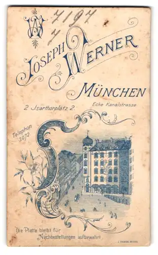 Fotografie Joseph Werner, München, Ansicht München, Geschäftshaus mit Foto-Atelier Isarthorplatz 2
