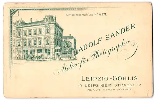 Fotografie Adolf Sander, Leipzig-Gohlis, Ansicht Leipzig-Gohlis, Foto-Atelier Leipziger Str. 12, Rückseitig junge Dame