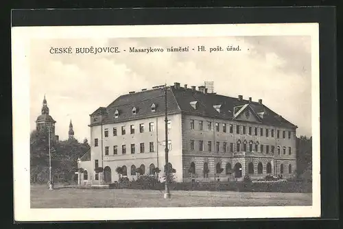 AK Budweis / Ceske Budejovice, Masarykovo namesti, Hl. post. urad