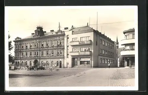 AK Rychnov n. K., Hotel Havel, Kavarna, Strassenpartie