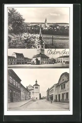 AK Dobruska, Hostinec U Cernych, Radnice, Kostel