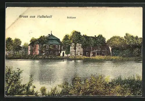 AK Halbstadt, Häuser am See des Schlosses