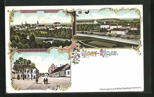 Lithographie Rimov, Celkovy pohled, Strassenpartie