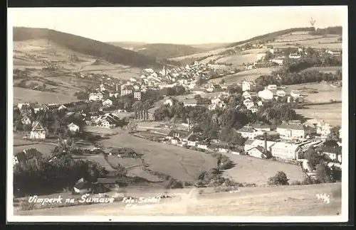 AK Vimperk na Sumave, Celkovy pohled, Panoramablick auf Ort und Umgebung