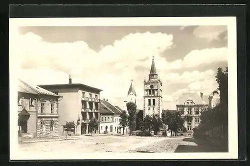 AK Vimperk na Sumave, Námesti, Hauptplatz mit Stadtturm