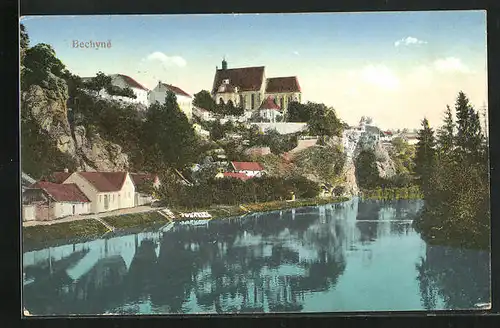 AK Bechyne, Kirche über dem Fluss, Kostel