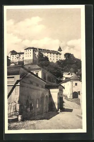 AK Vimperk, Schloss von Gasse aus gesehen