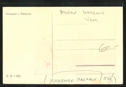 Künstler-AK Jistebnice-Padarov, Chaloupka v Padarova, lept