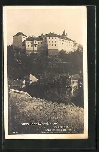 AK Vimperkna Sumave Hrad, Schloss von Stadt aus gesehen