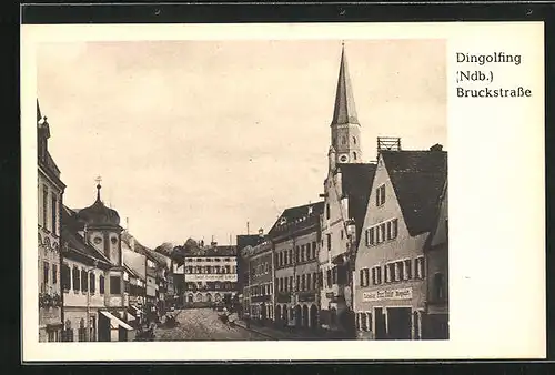 AK Dingolfing /Ndb., Bruckstrasse mit Geschäften
