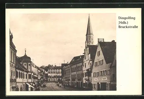 AK Dingolfing /Ndb., Bruckstrasse mit Geschäften
