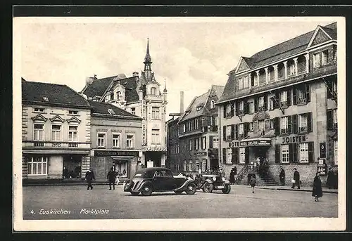 AK Euskirchen, Marktplatz mit Hotel Joisten und Geschäften