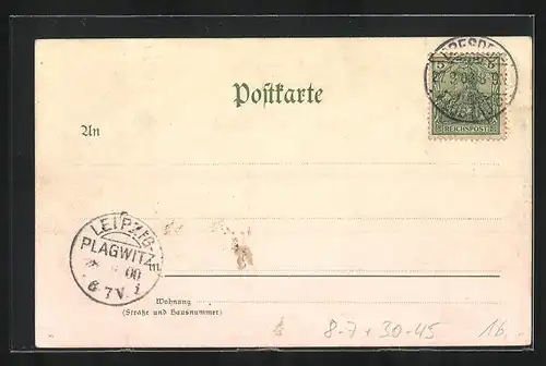 Lithographie Erinnerung an die Einführung des gesetzlichen Ladenschlusses in Deutschland 1.10.1900