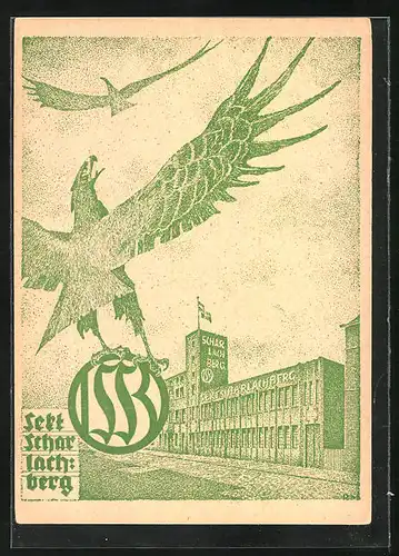 Künstler-AK Bingen, Sekt Scharlachberg, Adler am Werk