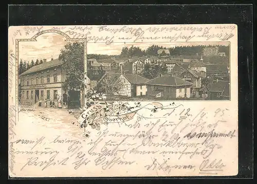 Vorläufer-AK Oberhof, 1895, Hotel Tröster, Teilansicht der Ortschaft