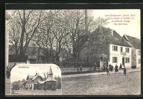 AK Neu-Isenburg, Gasthaus Rheinischer Hof, Frankfurter Strasse, Waldbahnhof