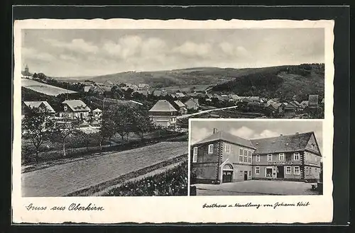 AK Oberkirn, Gasthaus und Handlung von Johann Heib, Totalansicht