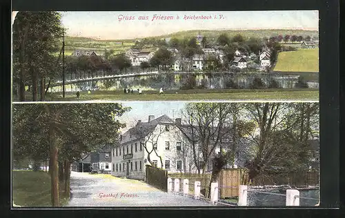 AK Friesen bei Reichenbach, Gasthaus Friesen, Totalansicht