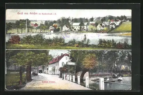 AK Friesen bei Reichenbach, Gasthof Friesen, Totalansicht